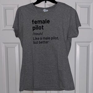 Gray Graphic T-Shirt Female Pilot